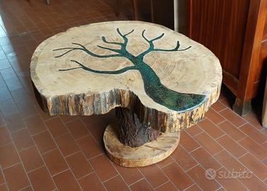 tavolino legno e resina