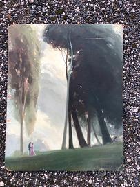 Dipinto cartoncino olio firmato Luigi Martinato