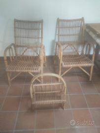 sedie vintage in vimini completo 