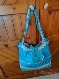 Borsa di cotone turchese 