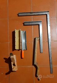 set di attrezzi  da falegname + carta abrasiva 