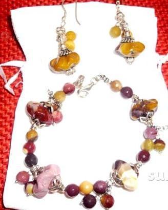 Orecchini e bracciale abbinati pietre e argento