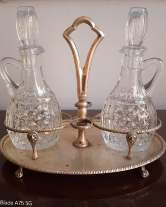 Set Olio Aceto in argento 800 e ampolle