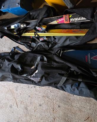 5 sci + una tavola snowboard
