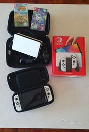 NINTENDO SWITCH OLED, Bianco + Custodie + 2 giochi