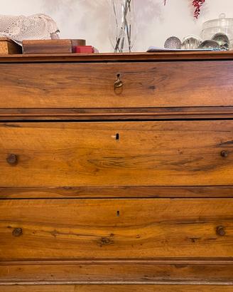 Cassettiera antica in legno di noce stile classico