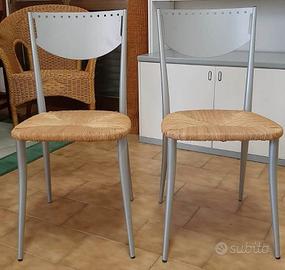 Sedia impagliata in ferro