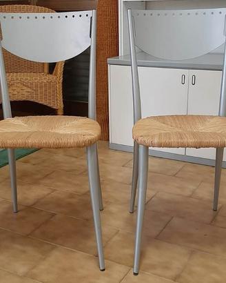 Sedia impagliata in ferro