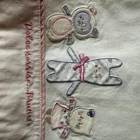 Completo lenzuola culla Brums cotone ricamato rosa