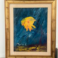 Quadro ad olio con cornice - Fiore Giallo