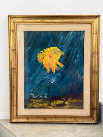 Quadro ad olio con cornice - Fiore Giallo