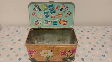 scatola latta vintage lievito Bertolini fiori