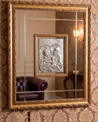 specchio vintage cornice dorata e basso rilievo