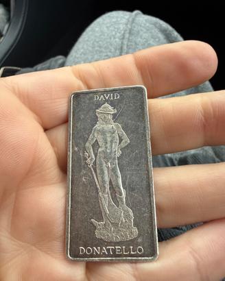 Lingotto argento 25 gr raffigurante donatello