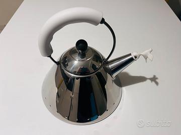 Bollitore Alessi vintage uccellino manico bianco