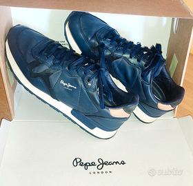 40 Pepe Jeans Navy Sneaker pelle Scarpe Sportive