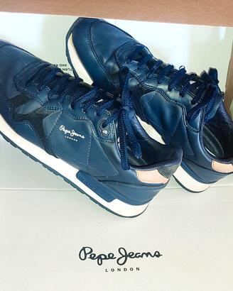 40 Pepe Jeans Navy Sneaker pelle Scarpe Sportive