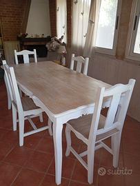 Tavolo e 4 sedie shabby