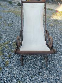 Sdraio in legno con seduta in tessuto