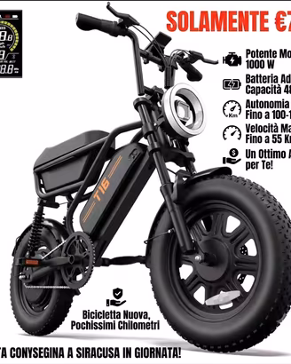 🛵 Mini moto Bici elettrica Fat Bike 1000W 20Ah 🛵