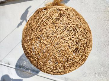 lampadario sospensione corda rattan anni 70 vintag