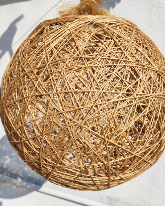 lampadario sospensione corda rattan anni 70 vintag