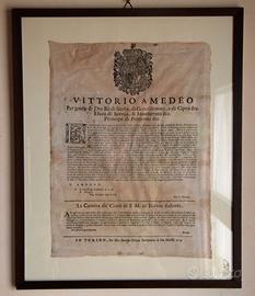 Documento a stampa dei Savoia (anno 1715)