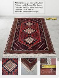 Tappeto orientale vintage Bukhara a tre rombi 