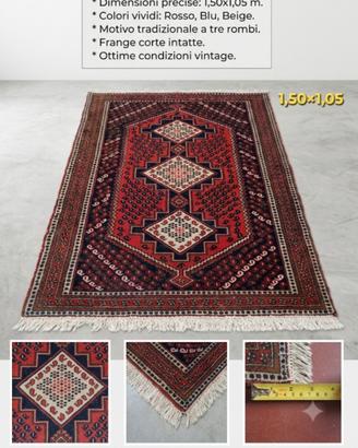 Tappeto orientale vintage Bukhara a tre rombi 