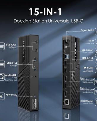 Wavlink Displaylink Docking Station USB C 15 in 1 
