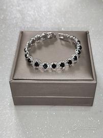Bracciale Tennis Colore Argento con Zirconi Neri 