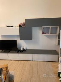 Parete attrezzata soggiorno bisnco/grigio