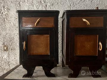 Coppia comodini vintage anni 40 con marmo e osso