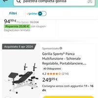 panca palestra e kit integratori