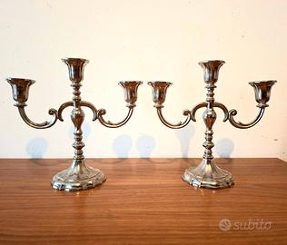 Coppia Candelabri Vintage Tedeschi placcatiArgento