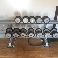 Rastrelliera e manubri Panatta da 12kg a 24kg