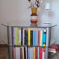 Mini libreria/porta TV in vetro temperato  e accia