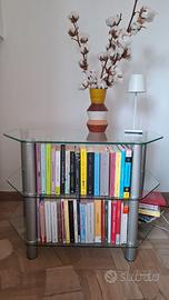 Mini libreria/porta TV in vetro temperato  e accia