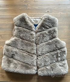 Gilet donna pelliccia ecologica beige/marrone