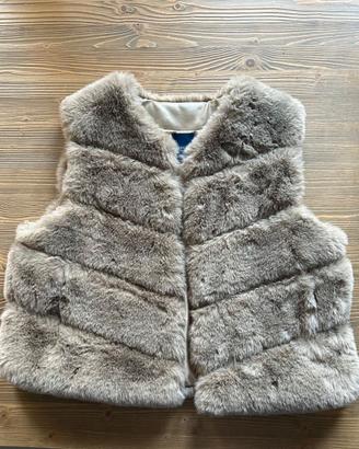 Gilet donna pelliccia ecologica beige/marrone