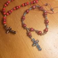 Bracciale perle rosse e blu handmade