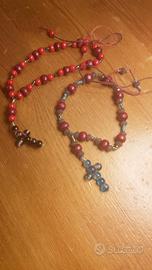 Bracciale perle rosse e blu handmade