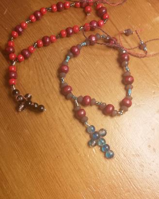Bracciale perle rosse e blu handmade