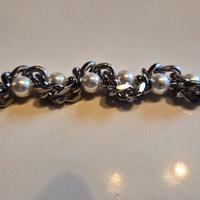 Collana di perle e acciaio inossidabile 