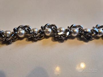 Collana di perle e acciaio inossidabile 