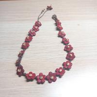 Bracciale marrone con fiori rossi bordeaux donna