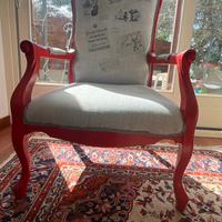 Poltrona vintage anni 60 in legno rosso