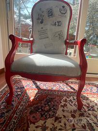 Poltrona vintage anni 60 in legno rosso