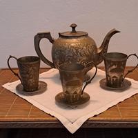 servizio da the ottone e argento