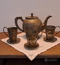 servizio da the ottone e argento